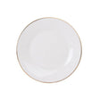 Plato de entrada de 20 cm en porcelana blanca con borde dorado, ideal para servir aperitivos y postres con elegancia.-1-1-1-1