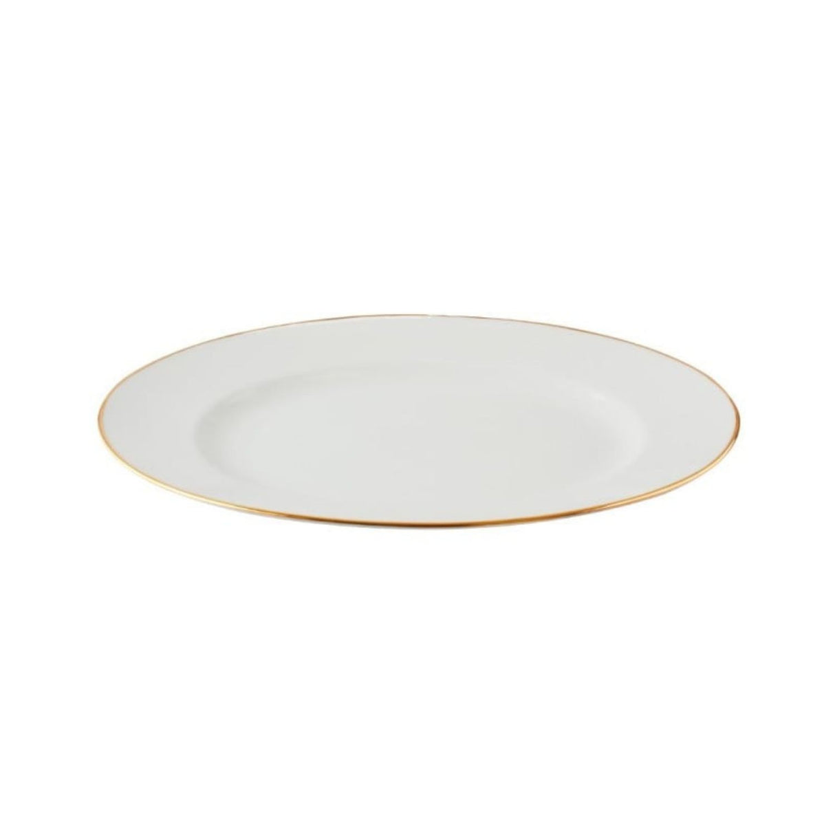 Plato de entrada de 20 cm en porcelana blanca con borde dorado, ideal para servir aperitivos y postres con elegancia.-2