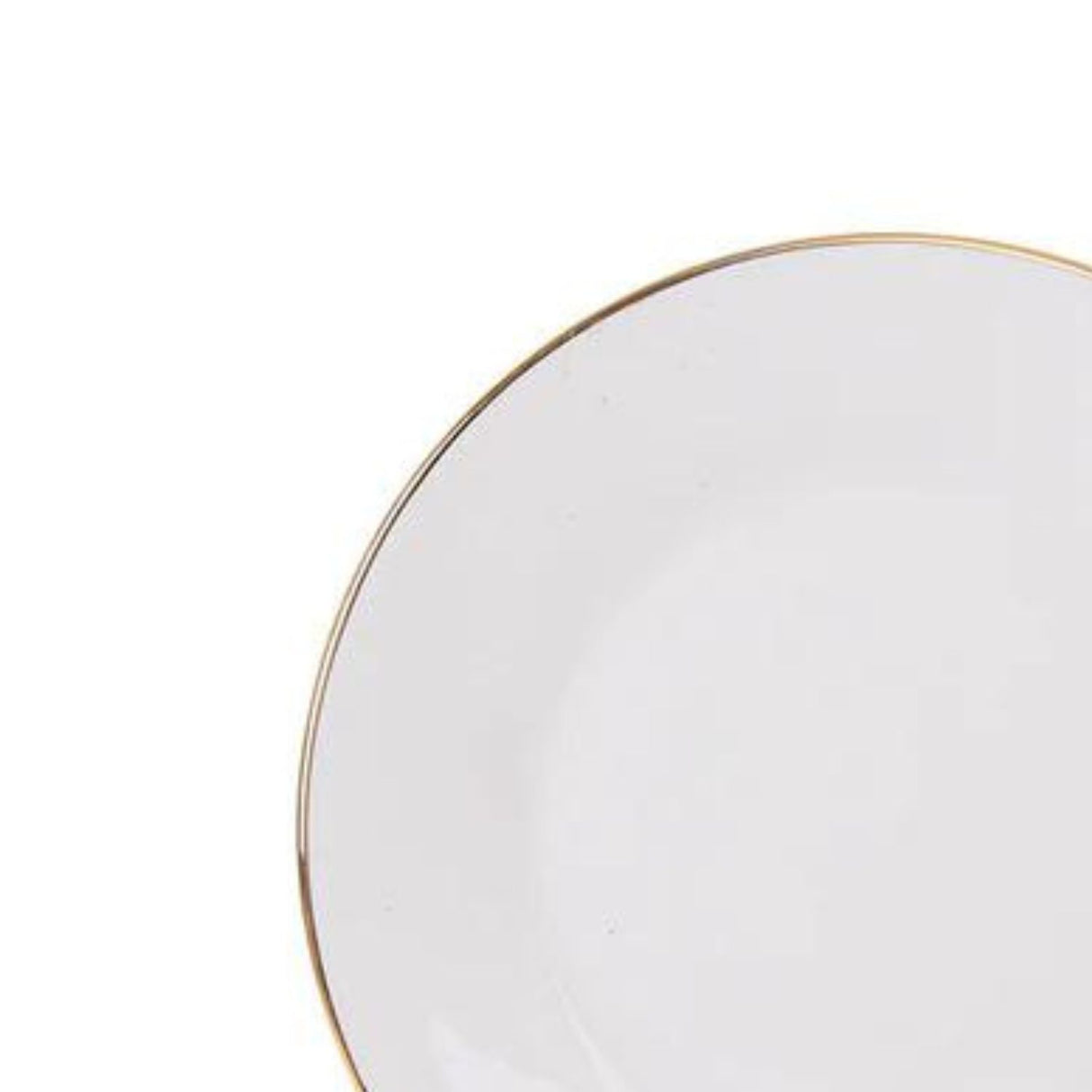 Plato de entrada de 20 cm en porcelana blanca con borde dorado, ideal para servir aperitivos y postres con elegancia.-3