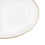 Plato de entrada de 27cm en porcelana blanca con borde dorado, ideal para servir ensaladas y postres en cenas elegantes.-4