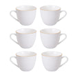 Set de 6 tazas de té de porcelana blanca con borde dorado, 260mL, elegantes y duraderas, ideales para reuniones y uso diario.-1