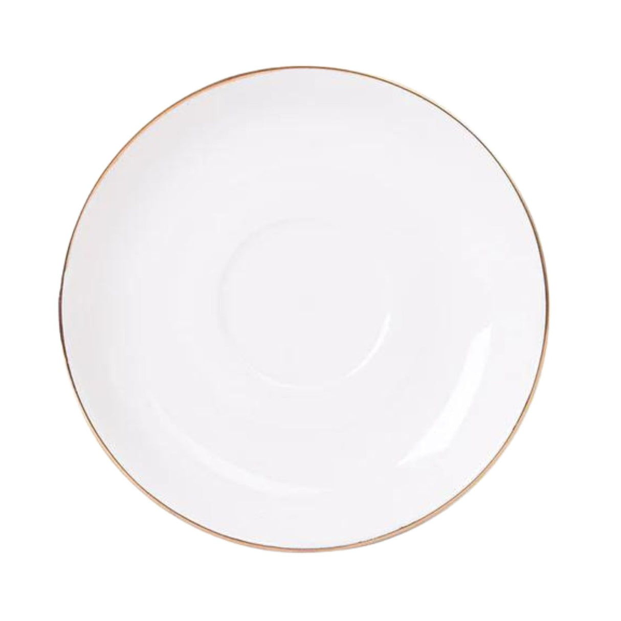 Set de 4 platillos de porcelana blanca de 15cm con borde dorado, ideales para servir aperitivos y postres en ocasiones especiales.-3