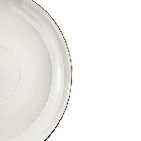 Set de 6 platillos de porcelana blanca de 15 cm con borde dorado, ideales para servir aperitivos y postres en eventos formales.-5-2-1-1