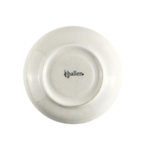 Set de 6 platillos de porcelana blanca de 15 cm con borde dorado, ideales para servir aperitivos y postres en eventos formales.-5-3-1-1