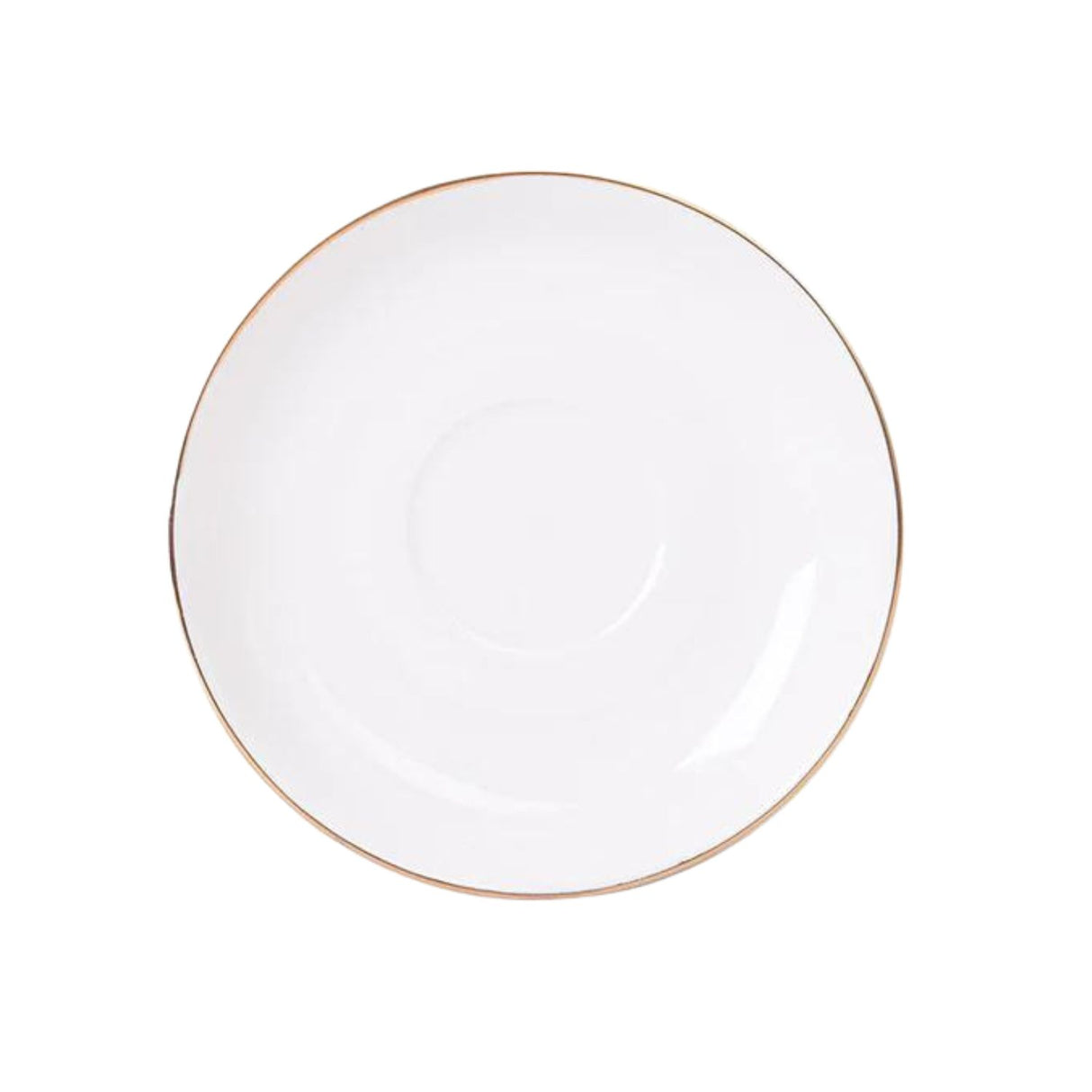 Set de taza y platillo de porcelana blanca con borde dorado, ideal para café y té. Elegante y duradero, perfecto para ocasiones especiales.-3