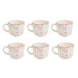 Set de 6 tazas de té de porcelana blanca con borde dorado, 350mL, resistentes al calor, ideales para ocasiones especiales y uso diario.-1