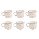 Set de 6 tazas de té de porcelana blanca con borde dorado, 350mL, resistentes al calor, ideales para ocasiones especiales y uso diario.-1