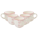 Set de 6 tazas de té de porcelana blanca con borde dorado, 350mL, resistentes al calor, ideales para ocasiones especiales y uso diario.-4