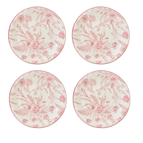 Set de 4 tazas de porcelana con platillos, diseño Rose en tonos pastel, 260mL, aptas para microondas y lavavajillas, elegantes y duraderas.-1-2-1-1