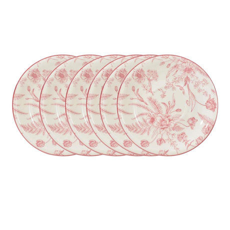 Set de 6 tazas de porcelana blanca con platillos, diseño de rosas, 260mL, apto para microondas y lavavajillas, ideal para café y té.-3-1-1-1