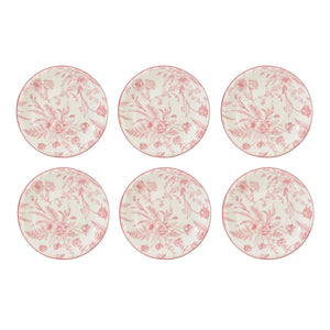 Set de 6 tazas de porcelana blanca con platillos, diseño de rosas, 260mL, apto para microondas y lavavajillas, ideal para café y té.-3-2-1-1