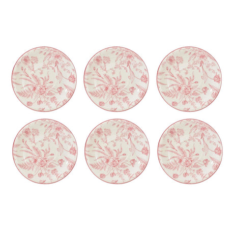 Set de 6 tazas de porcelana blanca con platillos, diseño de rosas, 260mL, apto para microondas y lavavajillas, ideal para café y té.-3-2-1-1