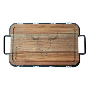 Tabla Wayu Madera Acacia 40cm Con Mangos Acero Cocina