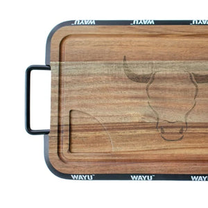Tabla Wayu Madera Acacia 40cm Con Mangos Acero Cocina