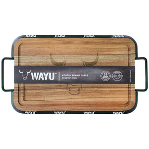 Tabla Wayu Madera Acacia 40cm Con Mangos Acero Cocina