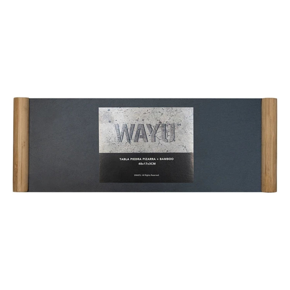 Tabla Piedra Pizarra 48cm Wayu Mango Madera Cocina