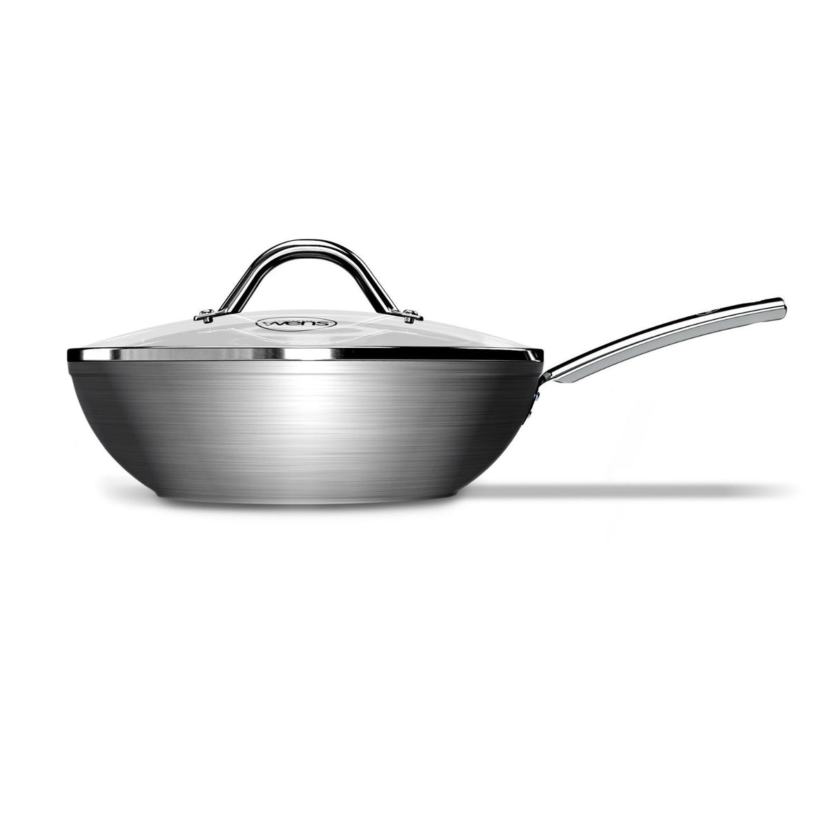 Wok Wens Hard Anodized de 28 cm, acero inoxidable, antiadherente PFLUON, tapa de vidrio, ideal para salteados y frituras.-2