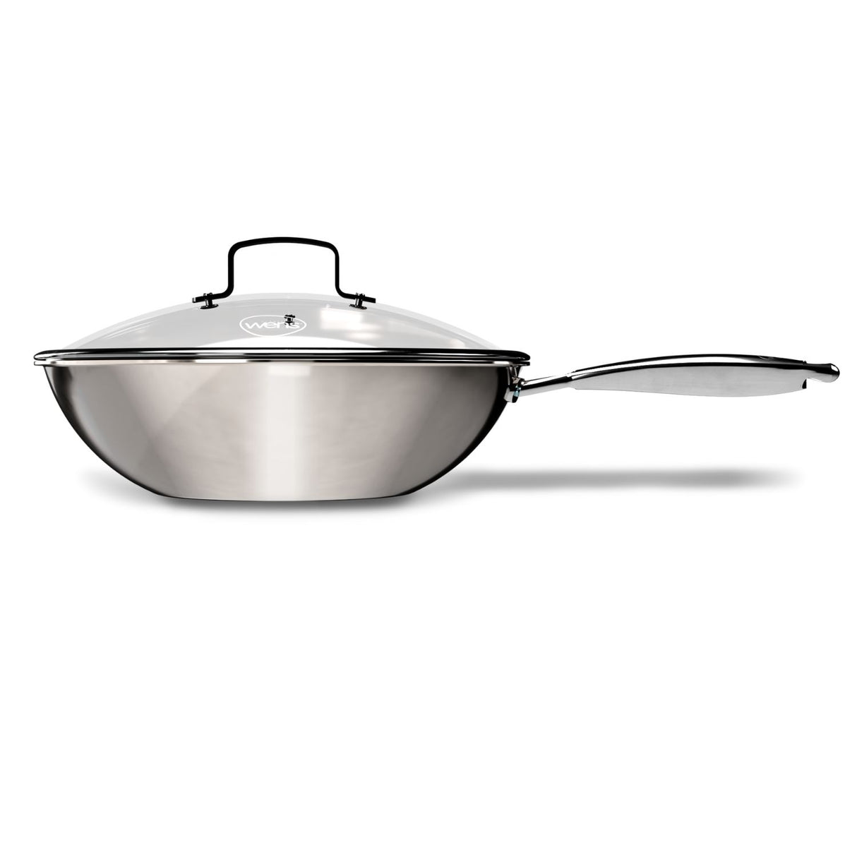 Wok Wens Honeycomb de 28 cm, acero inoxidable, antiadherente, tapa de vidrio, ideal para salteados y frituras, resistente a utensilios metálicos.-2
