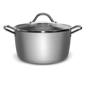 Batería de cocina Wens Hard Anodized de 7 piezas, aluminio anodizado, antiadherente, con mangos Cool Touch y tapas de vidrio templado.-1-2-1-1