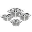 Batería de cocina Wens de 8 piezas en acero inoxidable, con fondo difusor de aluminio y tapas resistentes. Ideal para guisos y sopas.-1-1-1-1
