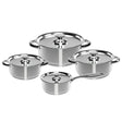 Batería de cocina Wens de 8 piezas en acero inoxidable pulido, con fondo difusor de aluminio para cocción uniforme y tapas resistentes.-1-1-1-1