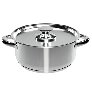 Batería de cocina Wens de 6 piezas en acero inoxidable, con fondo difusor de aluminio y tapas robustas, ideal para guisos y sopas.-1-2-1-1