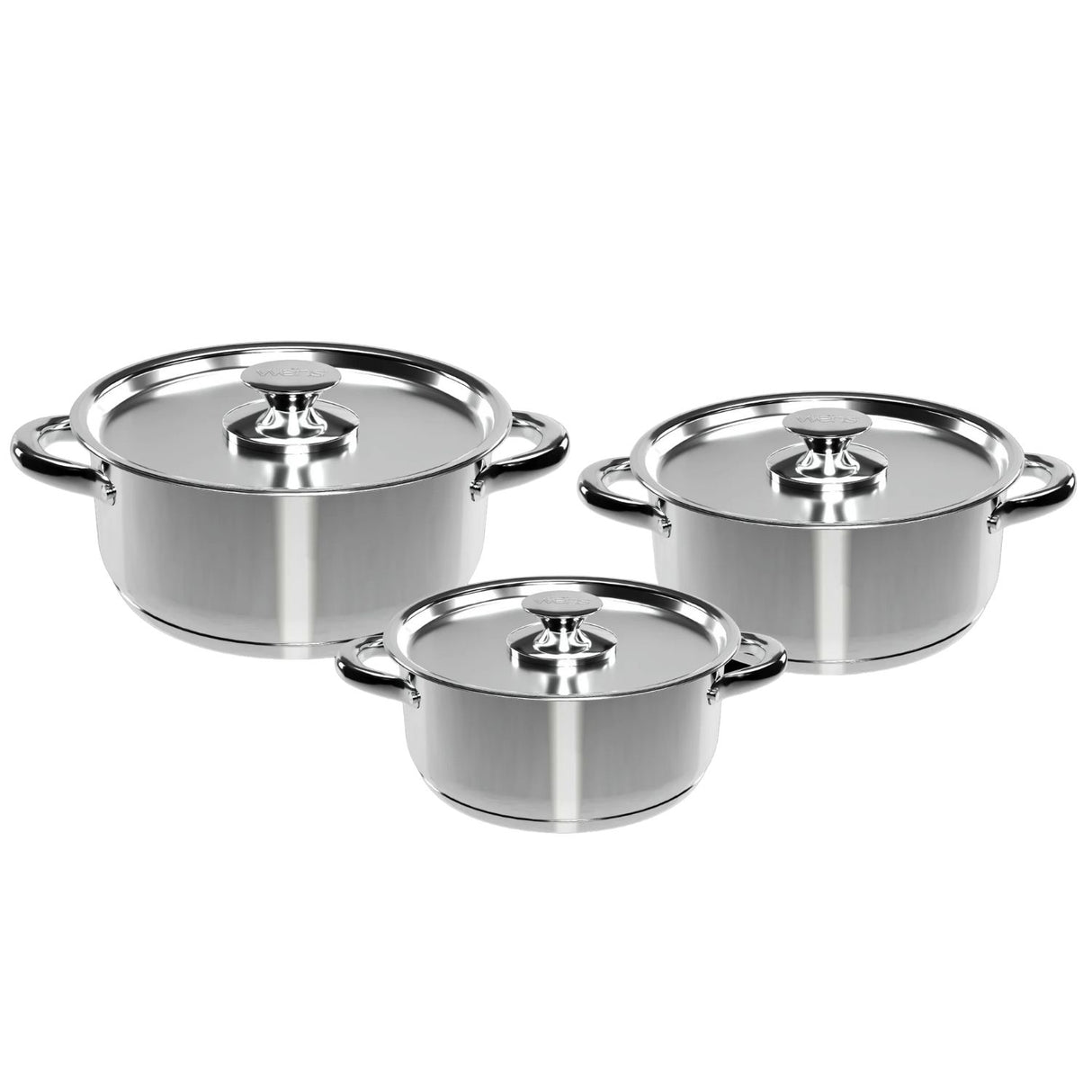 Batería de cocina Wens de 6 piezas en acero inoxidable pulido, con fondo difusor de aluminio para cocción uniforme. Ideal para guisos y sopas.-1-1-1-1