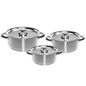 Batería de cocina Wens de 6 piezas en acero inoxidable pulido, con fondo difusor de aluminio para cocción uniforme. Ideal para guisos y sopas.-1-1-1-1