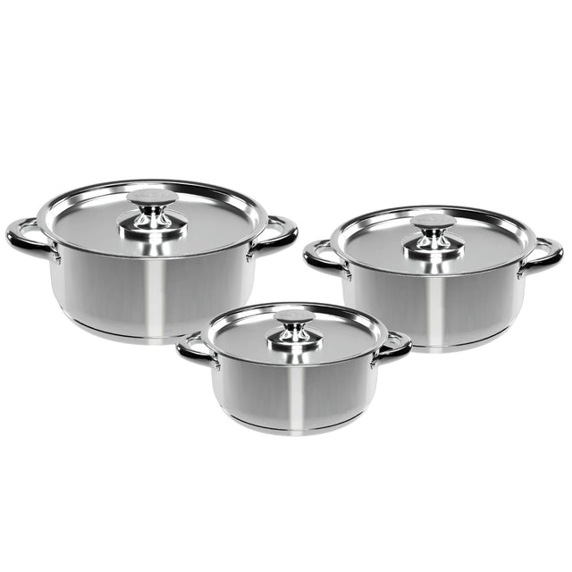 Batería de cocina Wens de 6 piezas en acero inoxidable pulido, con fondo difusor de aluminio para cocción uniforme. Ideal para guisos y sopas.-1-1-1-1