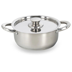 Batería de cocina Wens de 6 piezas en acero inoxidable pulido, con fondo difusor de aluminio para cocción uniforme. Ideal para guisos y sopas.-1-4-1-1