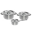 Batería de cocina Wens de 6 piezas en acero inoxidable pulido, con fondo difusor de aluminio, apta para inducción y horno, ideal para guisos y sopas.-1-1-1-1