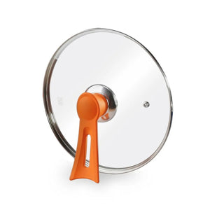 Batería de cocina Bohlier de 6 piezas en aluminio fundido naranja, con recubrimiento antiadherente y tapas de vidrio templado, ideal para cocinar saludablemente.-1-3-1-1