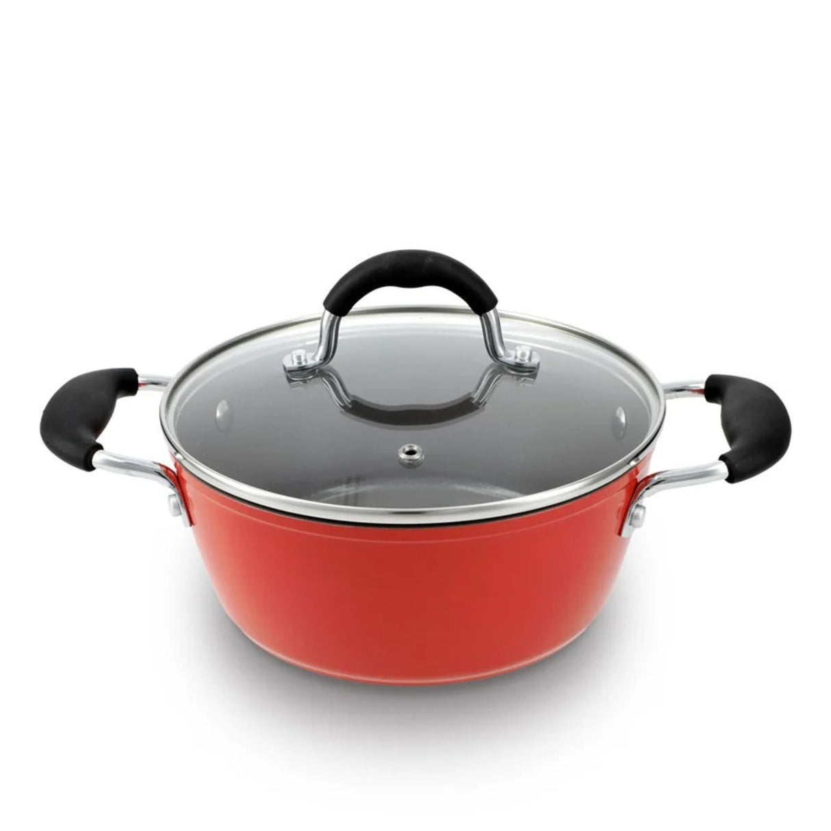 Batería de cocina Bohlier Venus de 7 piezas en aluminio forjado negro, con recubrimiento cerámico antiadherente y tapas de vidrio templado.-1-3-1-1