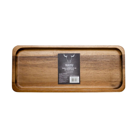 Tabla Aperitivo Madera Wayu 25x10cm Asado Cocina Mesa Mejora tus reuniones con esta elegante tabla de madera. ¡Haz tu pedido y sorprende a tus invitados!-1