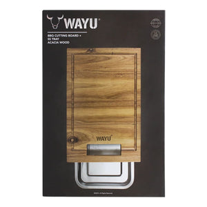 Tabla de Madera Acacia Wayu Con Bandeja de Acero Rectangular: Disfruta de una experiencia única. ¡Haz tu compra ahora y transforma tu cocina!-3