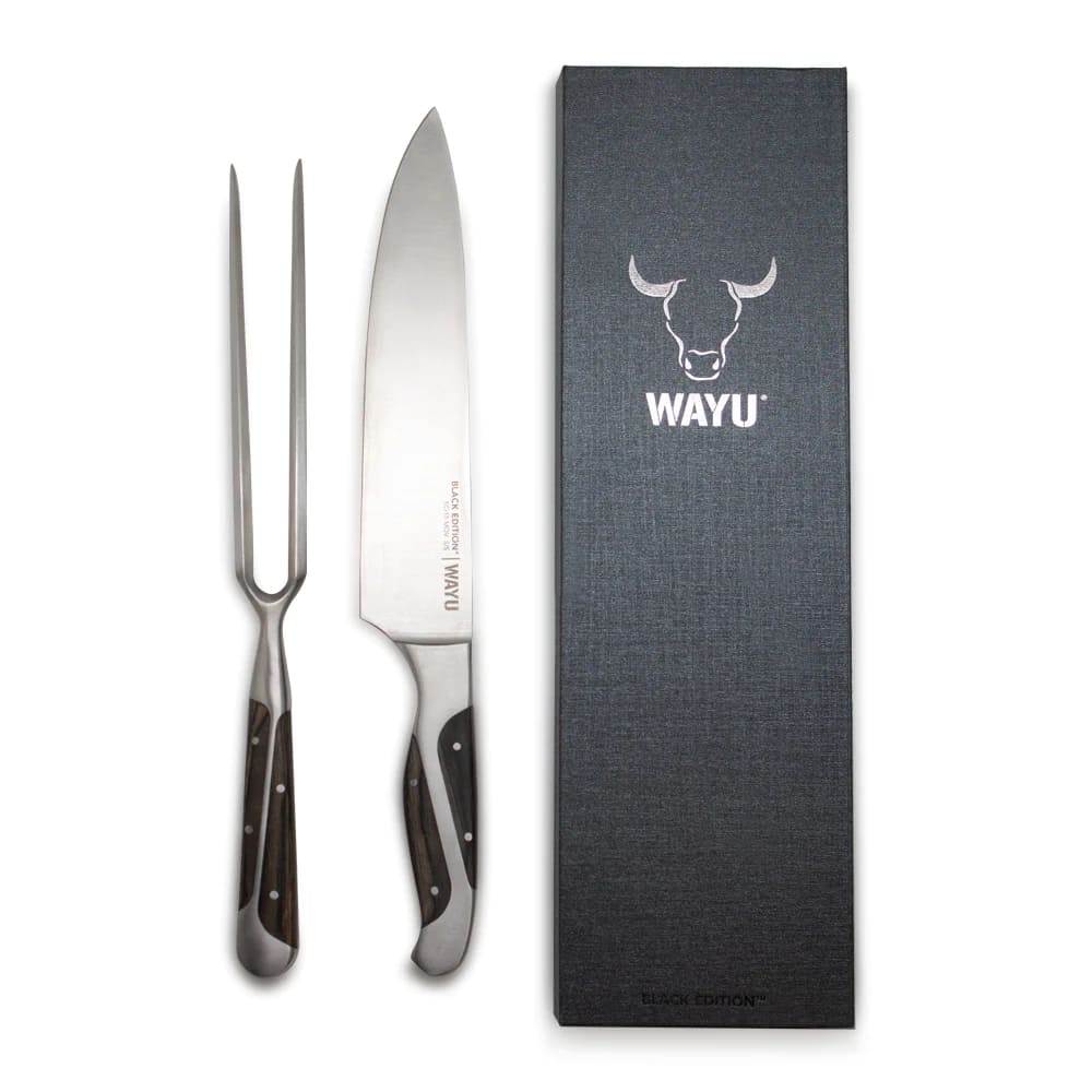 Set Parrillero Wayu Black Edition Cuchillo Con Pincho Premium Mejora tus asados con este elegante set de parrilla. ¡Haz tu pedido y disfruta de la experiencia!-3
