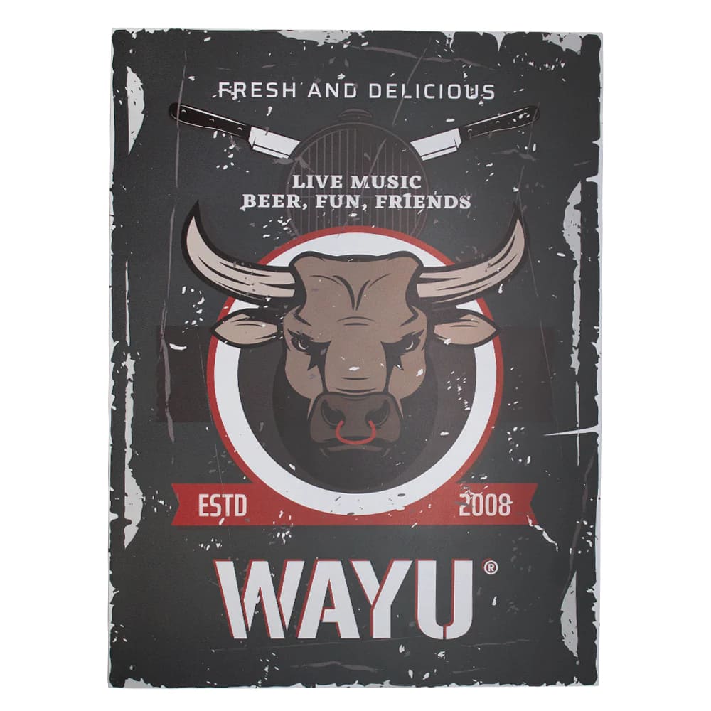 Cuadro Bar Metálico Wayu 40x30 Toro Parrilla Bbq Arte moderno y elegancia. Añade este cuadro a tu decoración y sorprende a tus invitados.-3