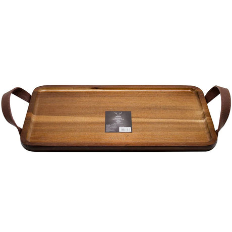 Bandeja Para Picoteo Asado 28x14cm Con Agarre De Cuero Wayu una elegante presentación de tus platillos. ¡Haz tu pedido ahora y sorprende a tus invitados!-1-1