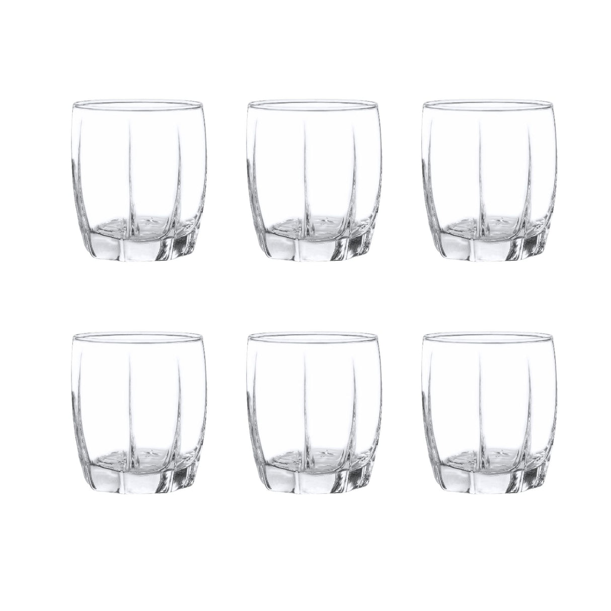 Display 6 Vasos Bajos Amadeus Rocks 353cc Tragos Jugos Cristar