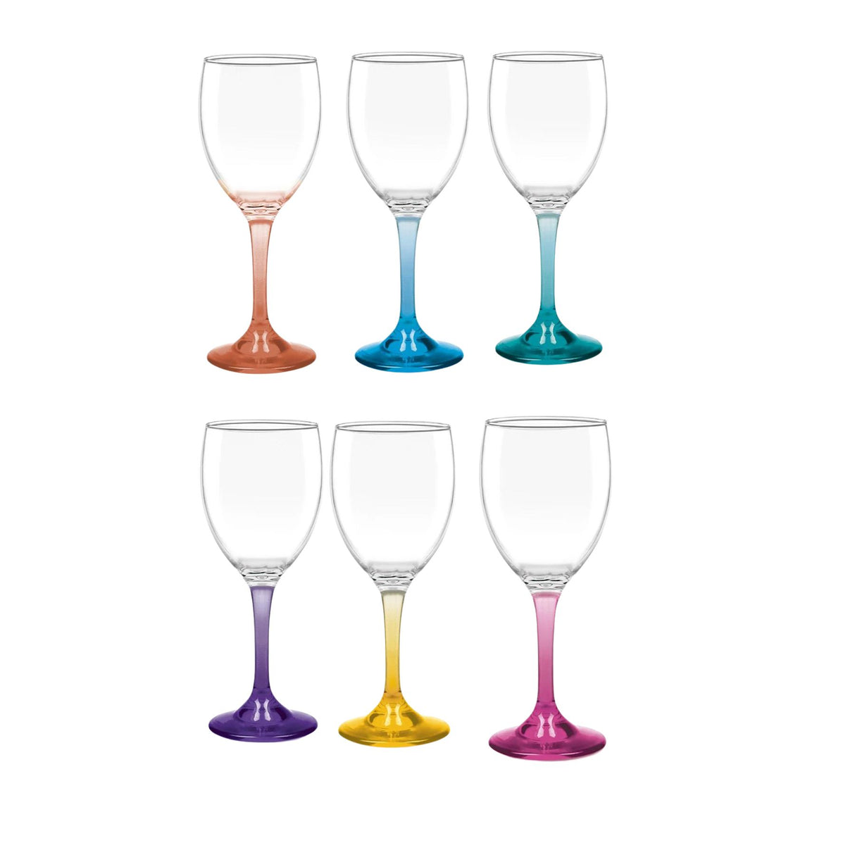 Display 6 Copas Vino Versalles Pie Color 300cc Multicolor