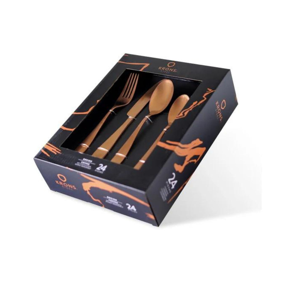 Set Cubiertos 24 Pzs Copper Krons Acero Inoxidable Menaje