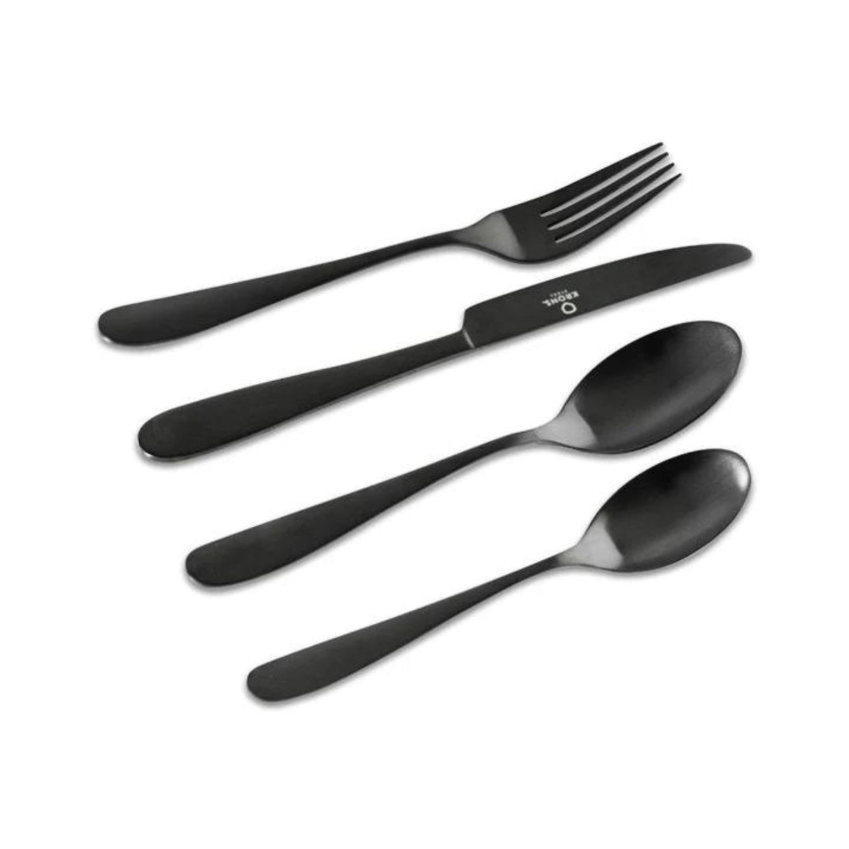 Set Cubiertos 24 Pzs Black Krons Acero Inox Set Cuchilleria