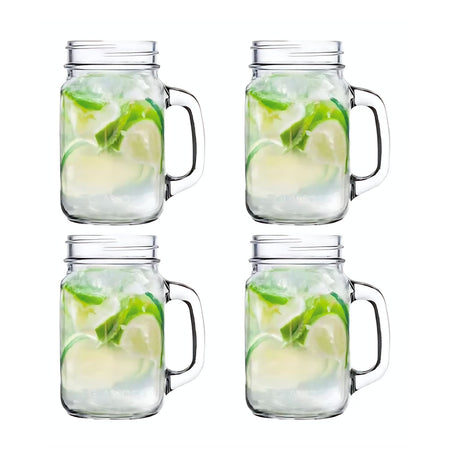 Set de 4 vasos Mojito Mason de 450ml, perfectos para disfrutar tus cócteles favoritos. ¡Compra hoy y eleva tu experiencia de coctelería!-1-1