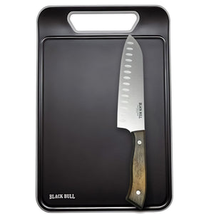 Set Tabla Fibra Trigo y Santoku 30cm Acero Black Bull Disfruta de una cocina eficiente y elegante. Mejora tus habilidades culinarias hoy mismo.-2