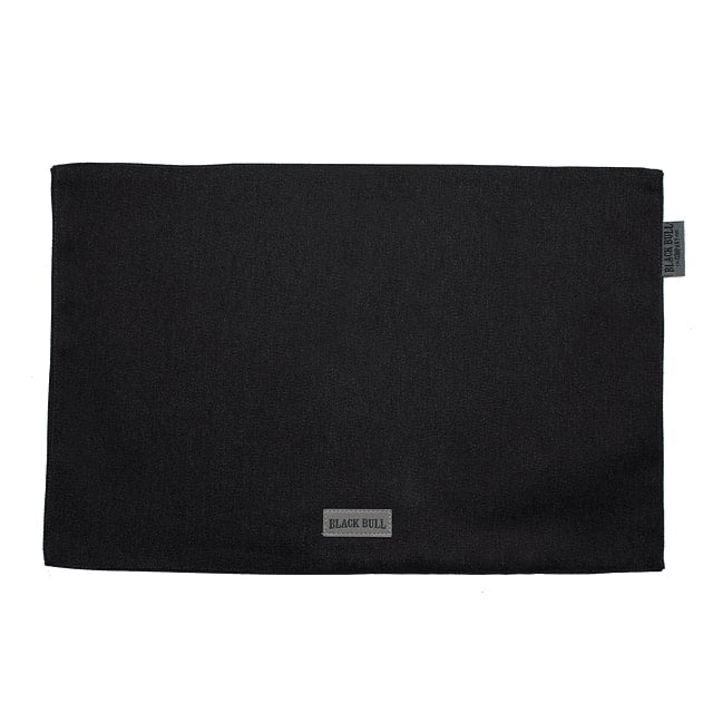Individual de algodón y poliéster negro, resistente al calor y manchas, ideal para asados y comidas familiares. Elegante y funcional.-1-1-1-1