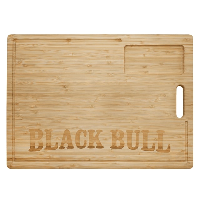 Tabla de madera de bambú Black Bull, 48 cm, resistente y antibacteriana, ideal para cortar y servir alimentos en la cocina.-1-1-1-1