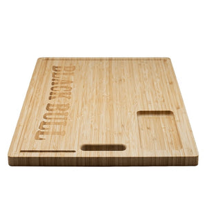 Tabla de madera de bambú Black Bull, 48 cm, resistente y antibacteriana, ideal para cortar y servir alimentos en la cocina.-1-3-1-1