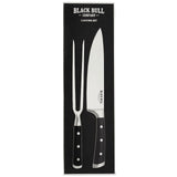 Set Carving Platinum Black Bull: cuchillo de acero inoxidable de 36 cm y tenedor de 32 cm, ideal para tallar y servir carnes con estilo.-3