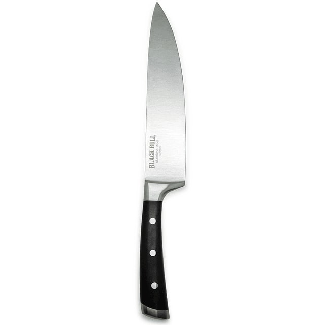 Cuchillo Chef 36cm Black Bull de acero inoxidable con mango ergonómico, ideal para cortes precisos en cocina profesional y doméstica.-1