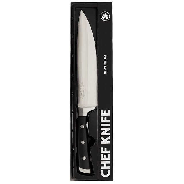 Cuchillo Chef 36cm Black Bull de acero inoxidable con mango ergonómico, ideal para cortes precisos en cocina profesional y doméstica.-3